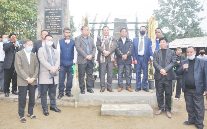TR Zeliang with others during the inauguration of Jalukie Pungchi village under Peren district held on January 21. The village was recognized by the Government of Nagaland on October 12, 2017. (DIPR Photo)